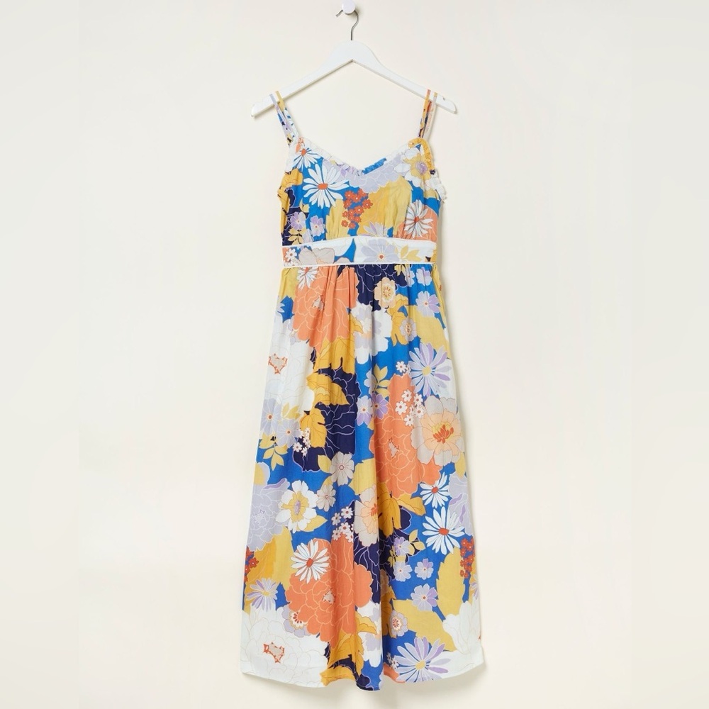 Fat Face Blue Jayden Coastal Midi Dress (8R)